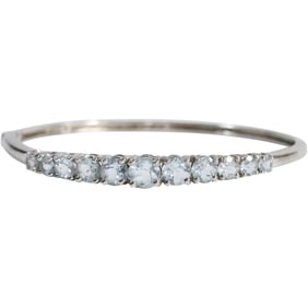 CN .925 Sterling Silver with 11 Aquamarine Stones Bangle Bracelet 2 3/8 in. x 2 5/8 in. x 1/4 in.