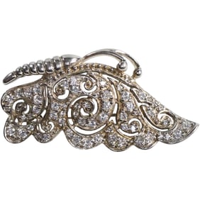 Exquisite .925 Sterling Silver CZ "Butterfly" Swirl Pin 1 5/8 in. x 7/8 in.