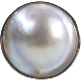 DK .925 Sterling Silver MOP Mother of Pearl Oyster Pearl Ring Size 6.25,  3/4 in. dia.