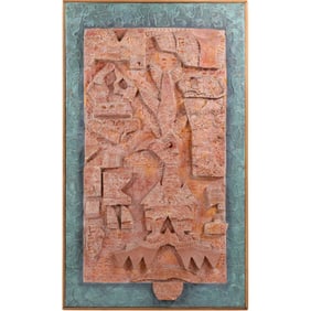 Susan F Reingold, Forest Hills NY, Vintage Dimensional Abstract Composition Mixed Media Painting