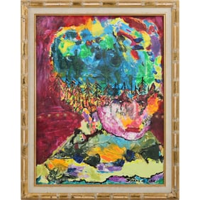 Dakos De Sax, aka Darlyne Sax 20th C. Florida, Abstract Painting "Women's Sufferage" COA on Verso