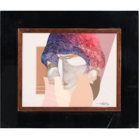 Artist Signed, Mixed Media Lucite Double Portraits Framed, Unique