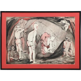 Frankel 1965 Watercolor and Ink Painting – "Inferno"