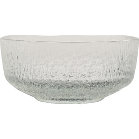 1980s Indiana Glass Frosted Rain Icicle Tree Bark Pattern Round Salad Serving Bowl