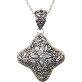 .925 Sterling Silver, 23.8 grams, BA [Samuel Benham] Hand Tooled Bail & Pendant Necklace