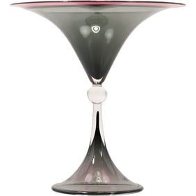 Wilke Adolfsson, A Glass Cup, Sweden, Signed, Pink, Black and Clear Crystal Glass 9.5 in. height