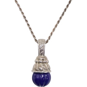 .925 Sterling Silver and Lapis Pendant Judith Ripka Necklace on .925 Sterling Italy 18 in. Chain