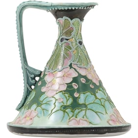 Circa 1920s Moriage Tapered Porcelain Pitcher