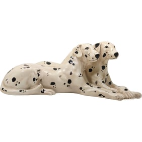 Composite Sculpture of Two Reclining Dalmatians 19.5 inches length