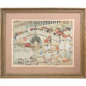 "Umbrellas in the Rain, Venice" by Maurice Brazil Prendergast – Framed Print
