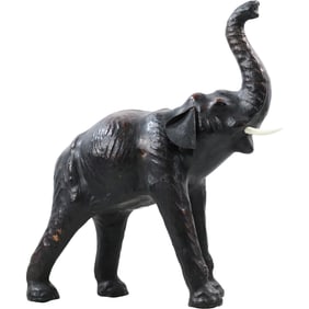 Leather Elephant Figure Statue 21 inches height x 24 inches length