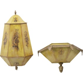 2-Piece French Toleware Wall Mount Planter with Wall Mount Water Dispenser Above