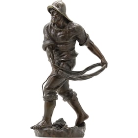Bronze Sculpture of a Fisherman with Rope by Antoine Bofill (Spanish, 1894-1939)