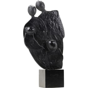 Modern Design Black Cast Metal Family Sculpture