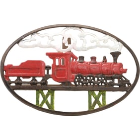 Cast Iron Steam Locomotive Wall Mount Garden Hose Reel Holder 12 in. x 18 in.