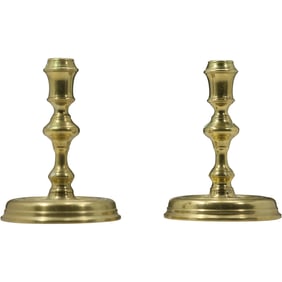 Pair of Colonial Williamsburg Heavy Brass Candlesticks – Marked CW 16-20 Raleigh