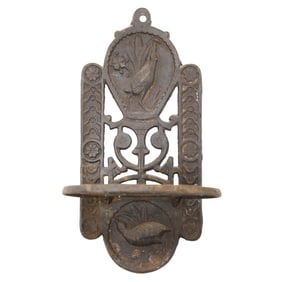 19th-Century Aesthetic Movement Cast Iron Wall Mount Shelf with Kiwi and Grouse Birds