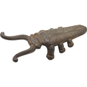 Antique Victorian Cast Iron Boot Jack Beetle Bug Door Stop