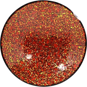 Modern Design Abstract Tinsel Art Glass Center Bowl 17 inches diameter