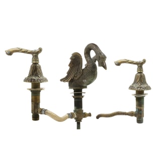 Antique Architectural Bronze SWAN Figural Faucet and Handles Ensemble - Quality Casting