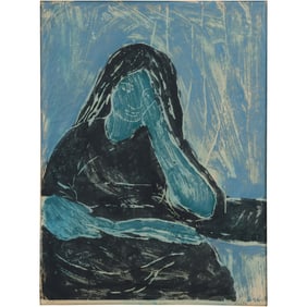 Diane Vidito (Born 1931Massachusetts] Colored Woodblock Woman, Signed, #1/15