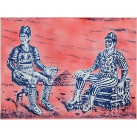 Unsigned Lithograph from Estate of Peter Passuntino [b. 1936 Illinois / France] 2 Seated Figures