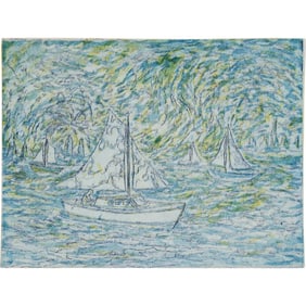 Unsigned Lithograph from Estate of Peter Passuntino [b. 1936 Illinois / France] Sailboat