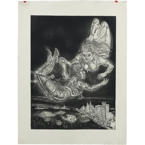 Unsigned Lithograph from Estate of Peter Passuntino [b. 1936 Illinois / France] Acrobats