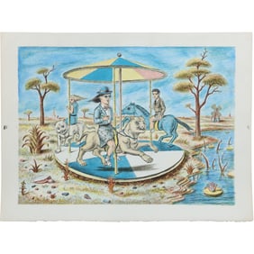 Unsigned Lithograph from Estate of Peter Passuntino [b. 1936 Illinois / France] Carousel