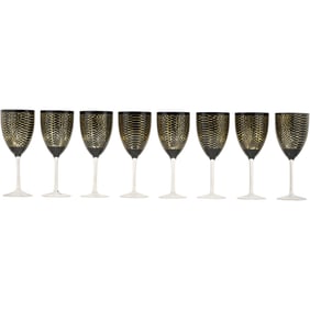 Artland Set of 8 Gold and Black Decorative Wine Glasses – Elegant Vintage Stemware