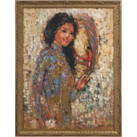 Tuan Nguyen (1963 - 2023) California / Viet Nam, Oil on Canvas Painting Young Woman Portrait