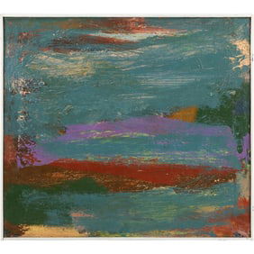 Daniel Buckler Vintage Abstract Oil Painting – "Rough Surf, as Storm Gathers Strength"