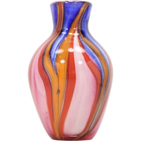 Multi Colors Murano Style Art Glass Vase 11 inches height x 6 in. wide