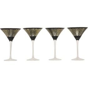 Artland Set of 4 Elegant Gold and Black Decorative Martini Glasses