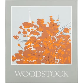 1980s WOODSTOCK POSTER by Artist Robert Angeloch 1922-2011, Woodstock N.Y.