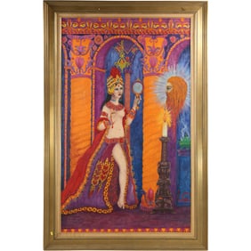 Large "Goddess" Oil on Canvas Painting , Framed 57 in. x 37 in.