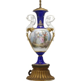 Quality Serves Style Fine Porcelain Urn Table Lamp with Figural Maiden Porcelain Handles