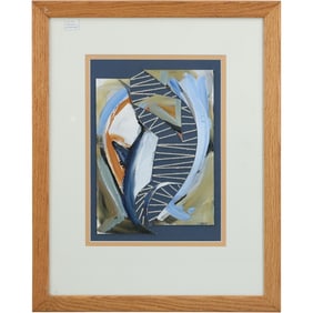 Joseph Hoover, Spring City Pa., Abstract Acrylic Collage with Strings, Signed, Label on Verso