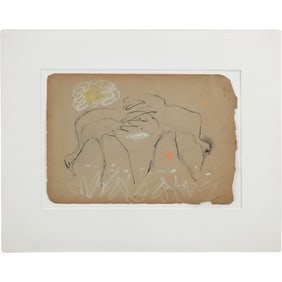 Graphite Drawing on Paper , Two Heron  / Egret Birds