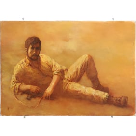 William (Sunny) Weintraub (1926 - 1991 US / Israel], Oil on Canvas Painting Reclining Man 1979
