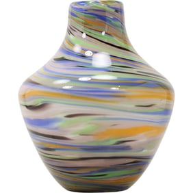 Art Glass Multi Colored Vase 9 in. height x 7 in. wide Mid-Century Modern