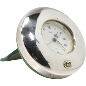 Vintage GUCCI Italy Desk Clock 1980s, Round, 3.5 in. x 4.5 in.