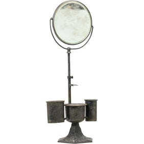 Antique Industrial Adjustable Mirror – Metal Frame, Vintage Pivoting Tabletop Design