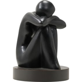 Manner of BOLDI, Polished Black Slate Seated Nude Figure 11 inches height x 8 in. wide