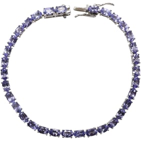 .925 Sterling Silver RT Tanzanite Tennis Bracelet, 7 in. x 1/8 in.