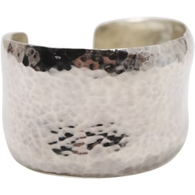 Mexico TI-CC .925 Sterling Silver, 46 grams, Hand Hammered Cuff Bracelet, 2 in. x 2 3/8 in. x 1 1/2