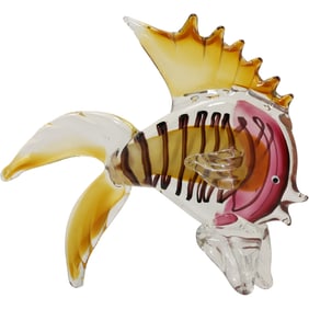 Murano Art Glass Tropical Fish Sculpture – Vibrant Multi-Color with Intricate Details