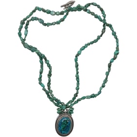 marked SRAEL ? Israel Chanel Bording with Rope Twist Surrounding a Large Green & Blue