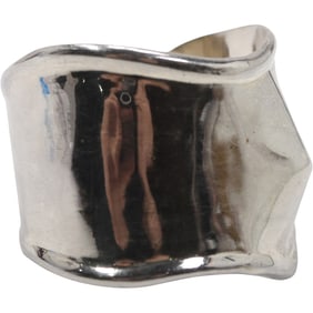 Mexico TV-53 .925 Sterling Silver 65.2 grams, Hand Hammered Wide Cuff Bracelet in Tiffany Design