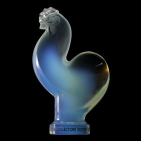 Lalique Collectors Society 1995 Opalescent Crystal Rooster Figurine - Vintage Lalique 5 in. height